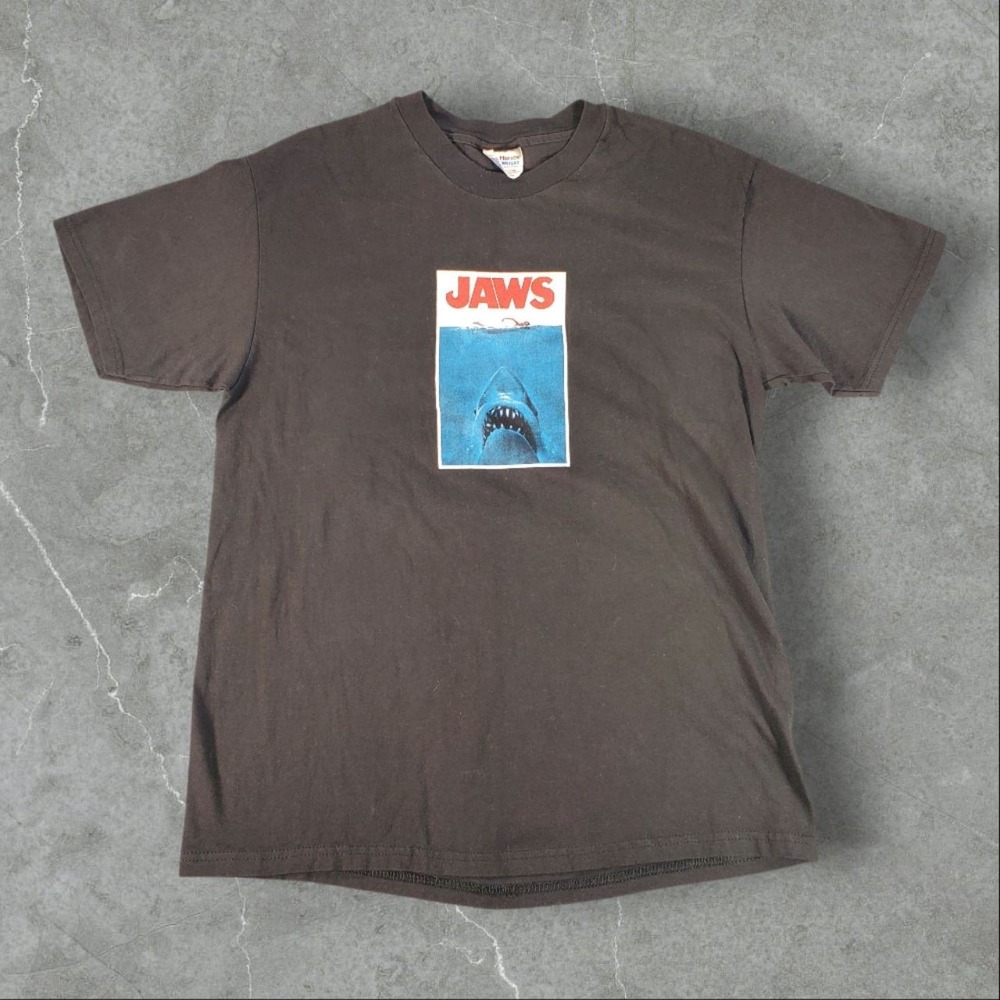 Vintage Jaws Shirt Men Large Black 90s Movie Promo Horror Shark Universal Studio - Picture 1 of 8